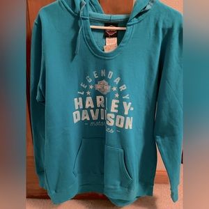 Harley Davidson Light Blue Women’s Hoodie Sz L, NWT